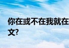 你在或不在我就在那里.你见或不见.这首诗全文?