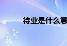 待业是什么意思,是指没工作吗？