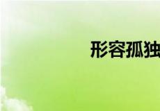 形容孤独无人懂的诗句